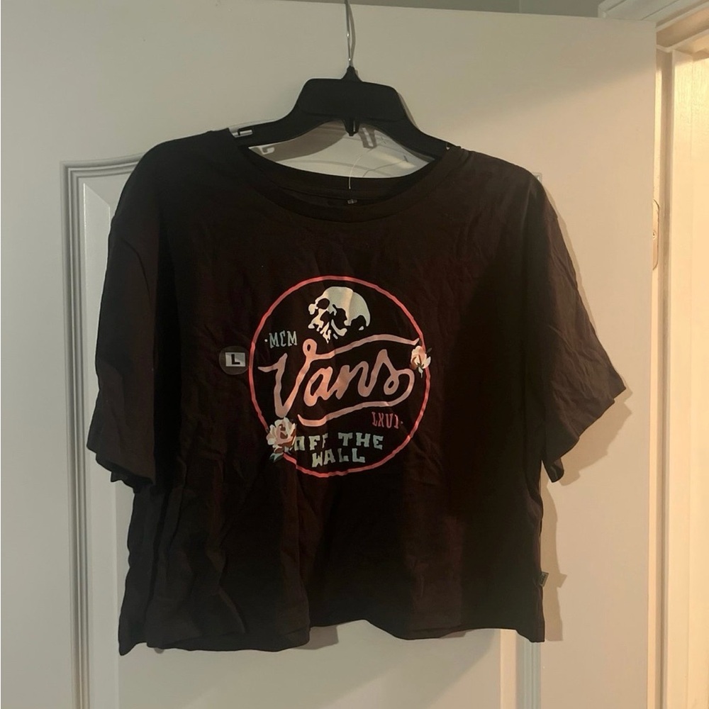 Vans Black Graphic Crop Tee - Pink Logo NWOT!